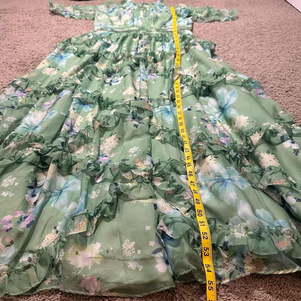 Mac Duggal Green Floral Maxi Dress - Picture 6 of 14